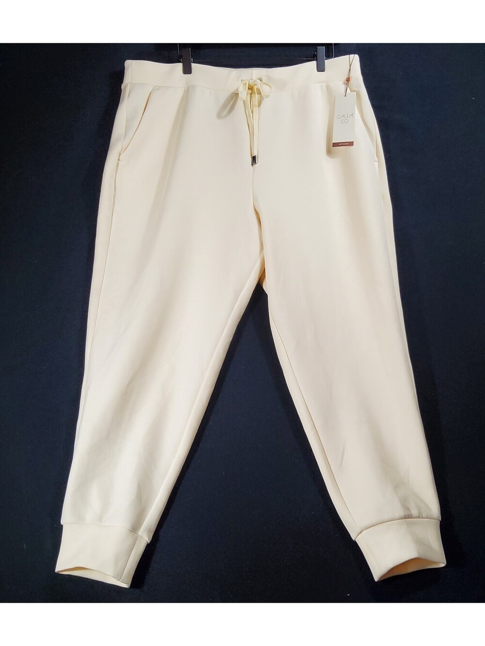Calia Soft Scuba High Rise Jogger Sweatpants Women's XL Ivory Cream NWT